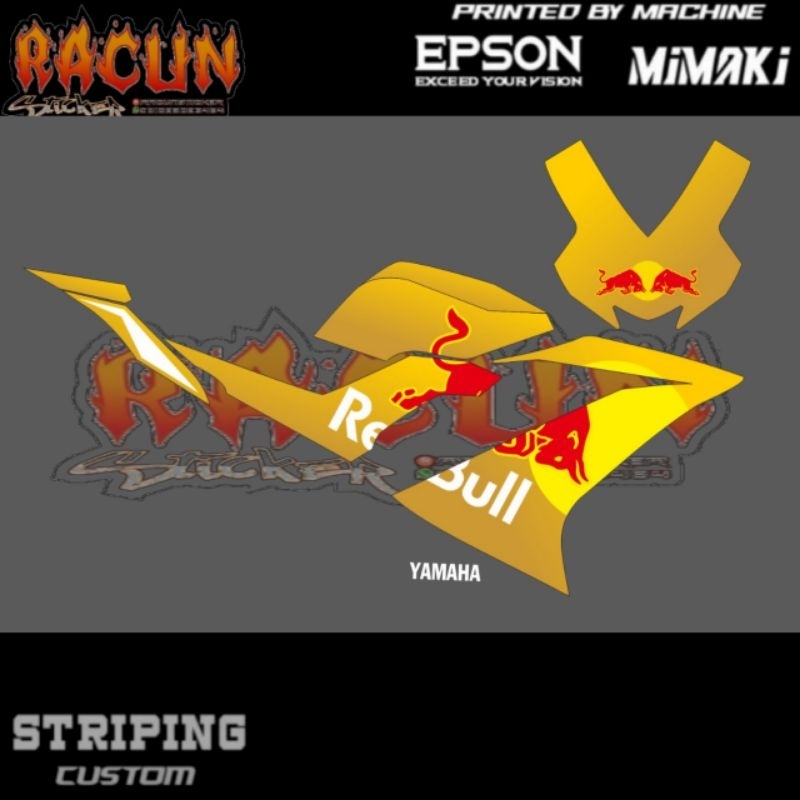 STRIPING STICKER TRANSPARAN R15 V3 TRANSPARAN DESAIN CUSTOM LIST SIMPEL TERBARU MOTIF RED BULL CUSTO