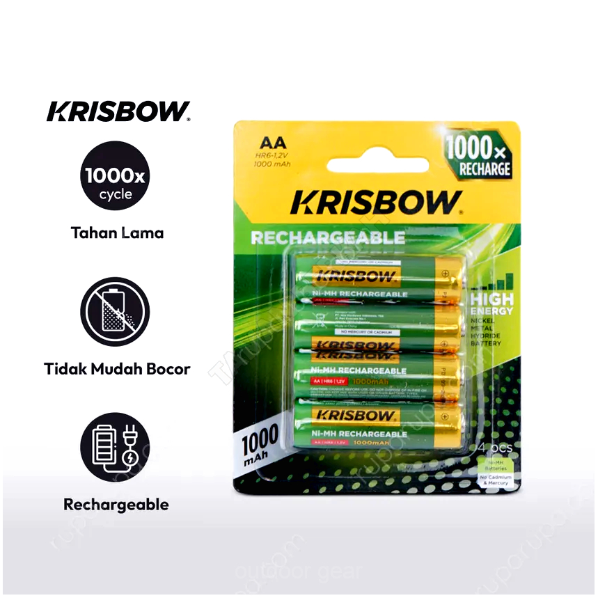 KRISBOW BATERAI RECHARGEABLE SIZE AA 1000 - 2500MAH - BATTERY RECHARGEABLE AA