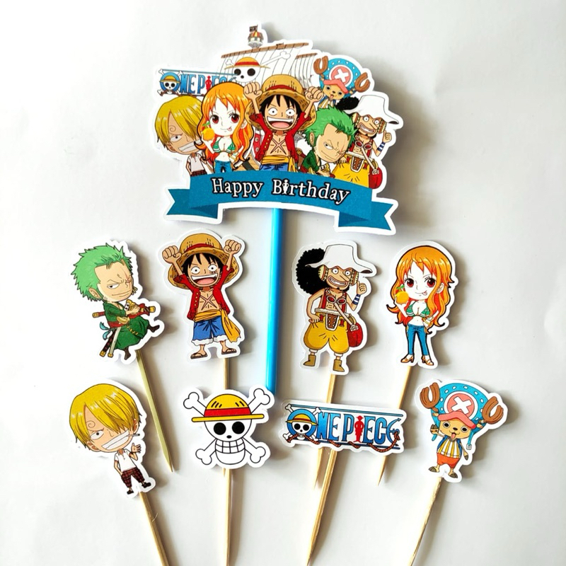 TOPPER ONE PIECE (LA-001) / CAKE TOPPER ONE PIECE / TOPPER KUE ONE PIECE / CUPCAKE TOPPER ONE PIECE 