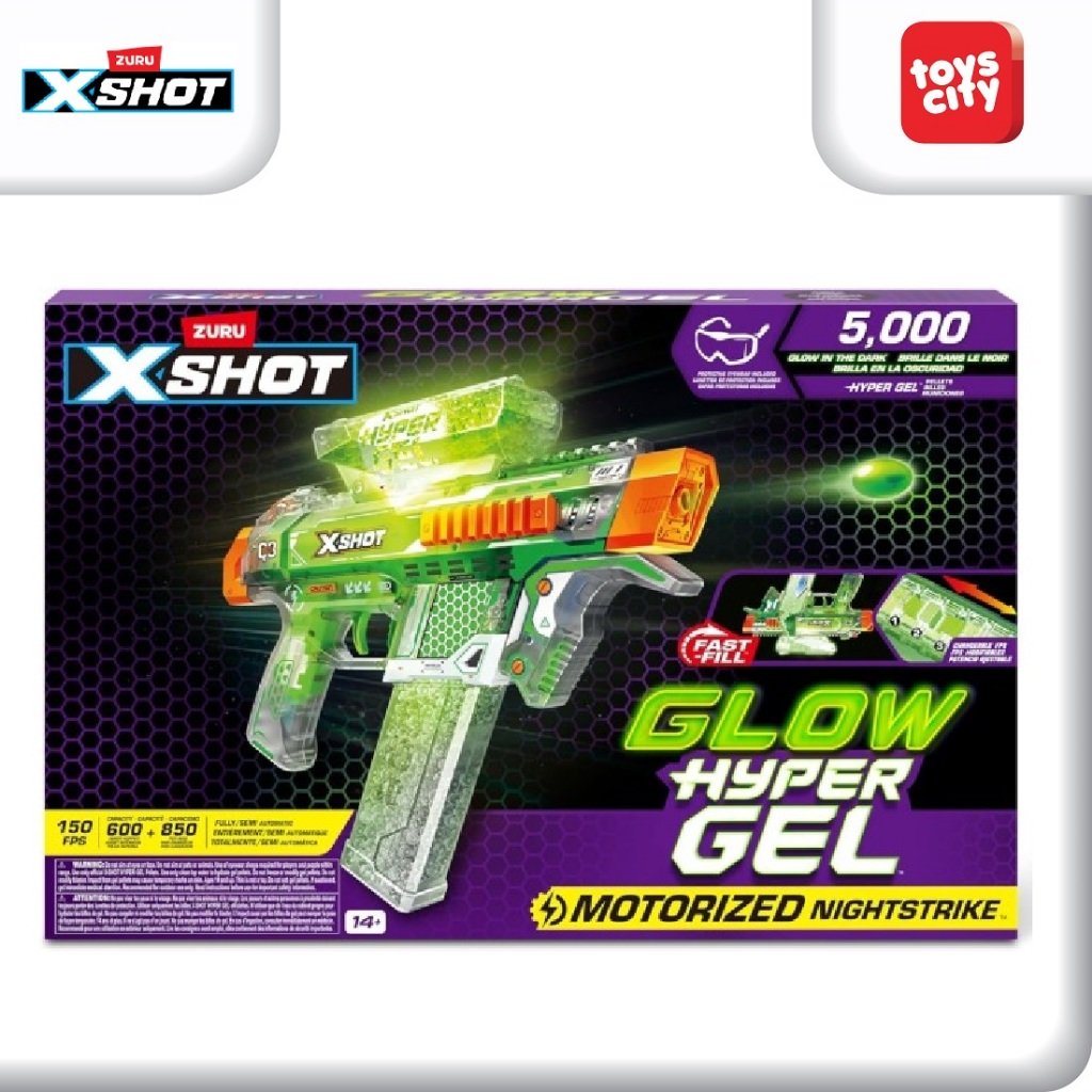 XSHOT Hyper Gel Glow in The Dark NightStrike Blaster Medium, Semi and Fully Automatic Gel Blaster & 