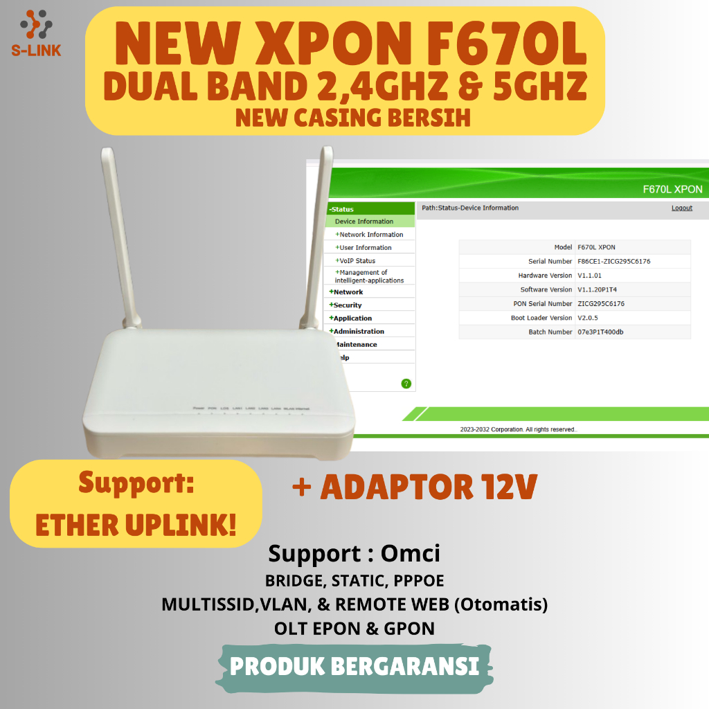 Sasageyou - XPON EPON GPON F670L DUAL BAND OMCI