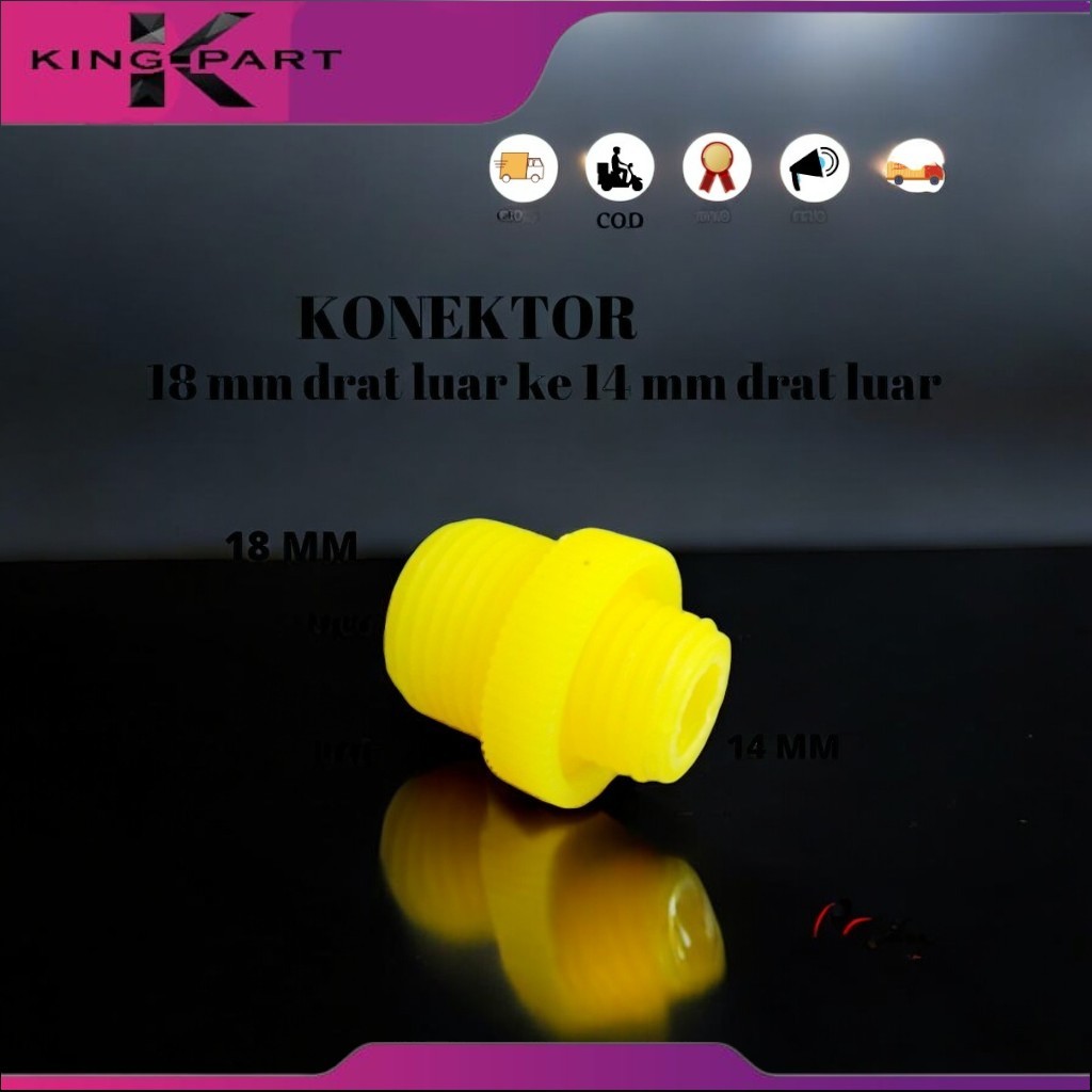 Konektor 18mm Drat Luar ke 14 mm Drat Luar