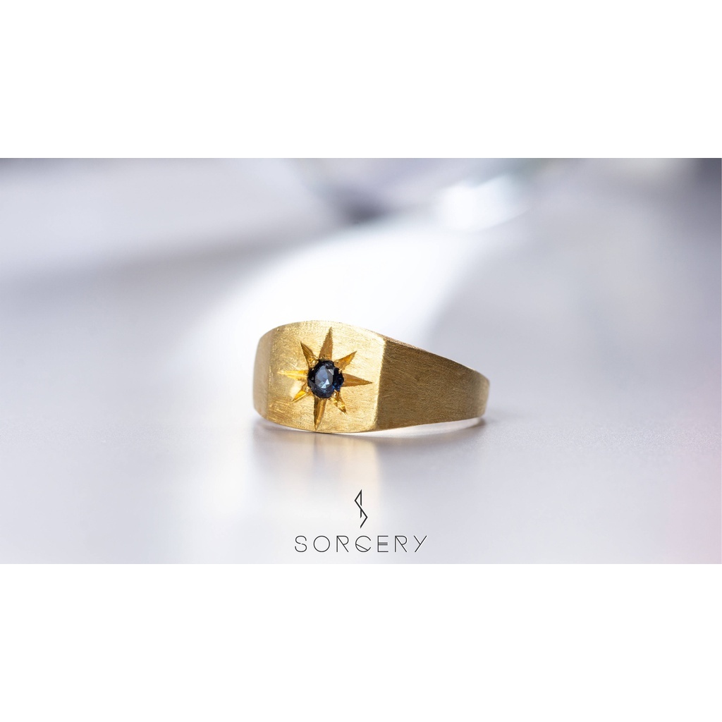 SORCERY 925 Silver Ring MST Cincin Perak Emas Hitam Permata Premium 18K Real Gold Pria Wanita