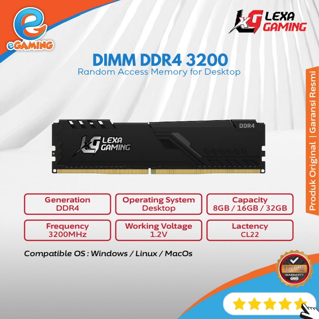 Hose LXG Series RAM DIMM DDR4 3200 Heatsink 8GB / 16GB / 32GB / 64GB