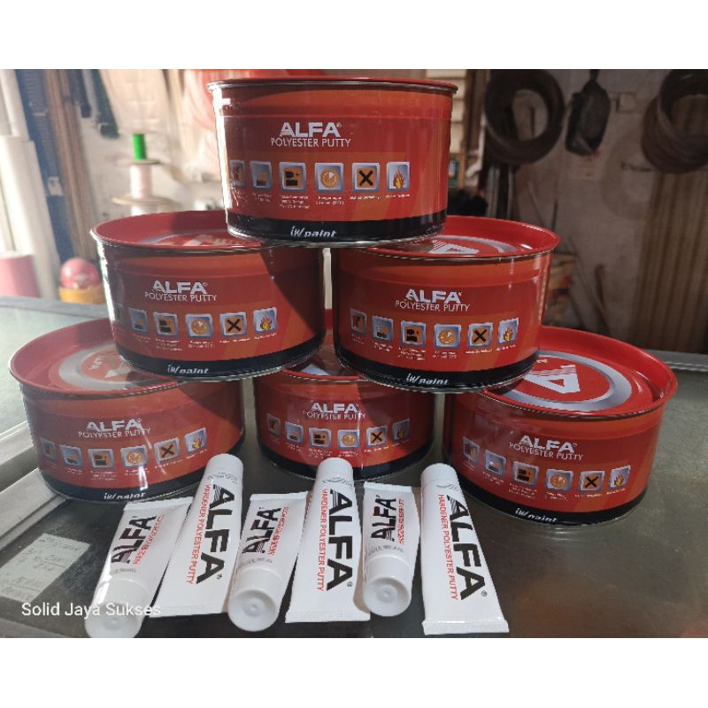 ( 1 KG ALFA ) Dempul Besi Plastik Polyster Putty + Hardener