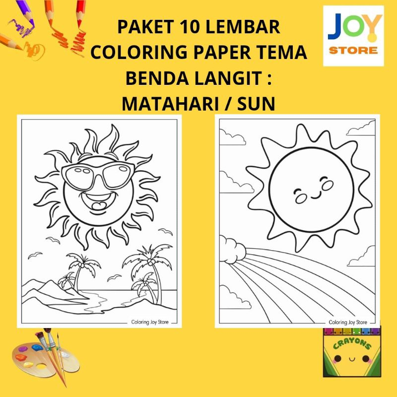 

PAKET 10 Lembar Kertas Gambar Mewarnai Tema Benda Langit - Matahari / Sun Ukuran A4 150 gsm - Coloring Paper 057