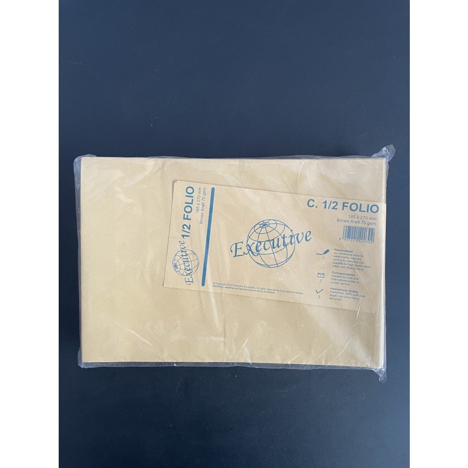 

Amplop Kraft Coklat Executive 1/2 Folio 70 Gsm (185 x 270mm)