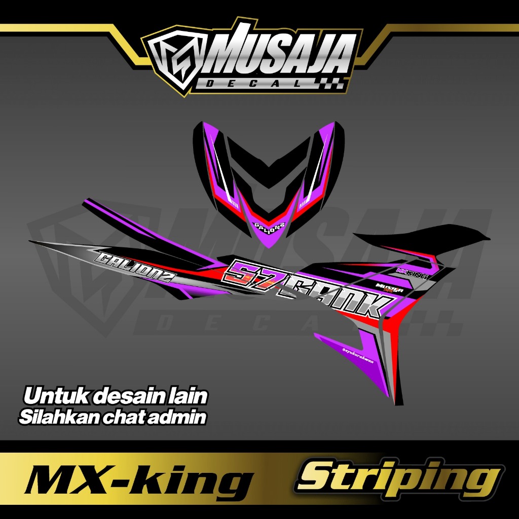 Stiker striping Mx king 150 ungu merah hitam transparan uv glossy non transparan semi full bebas cus