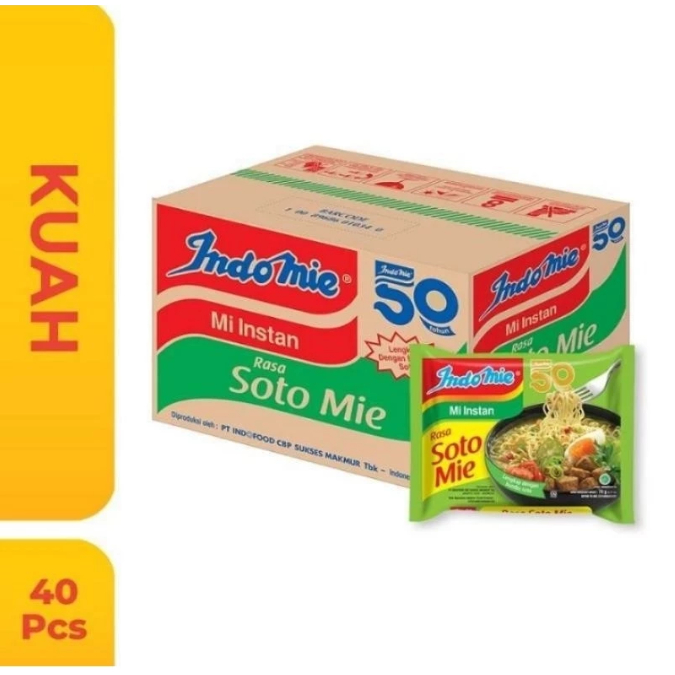 

Indomie Kuah Soto Mie - 1 Dus Isi 40 Pcs