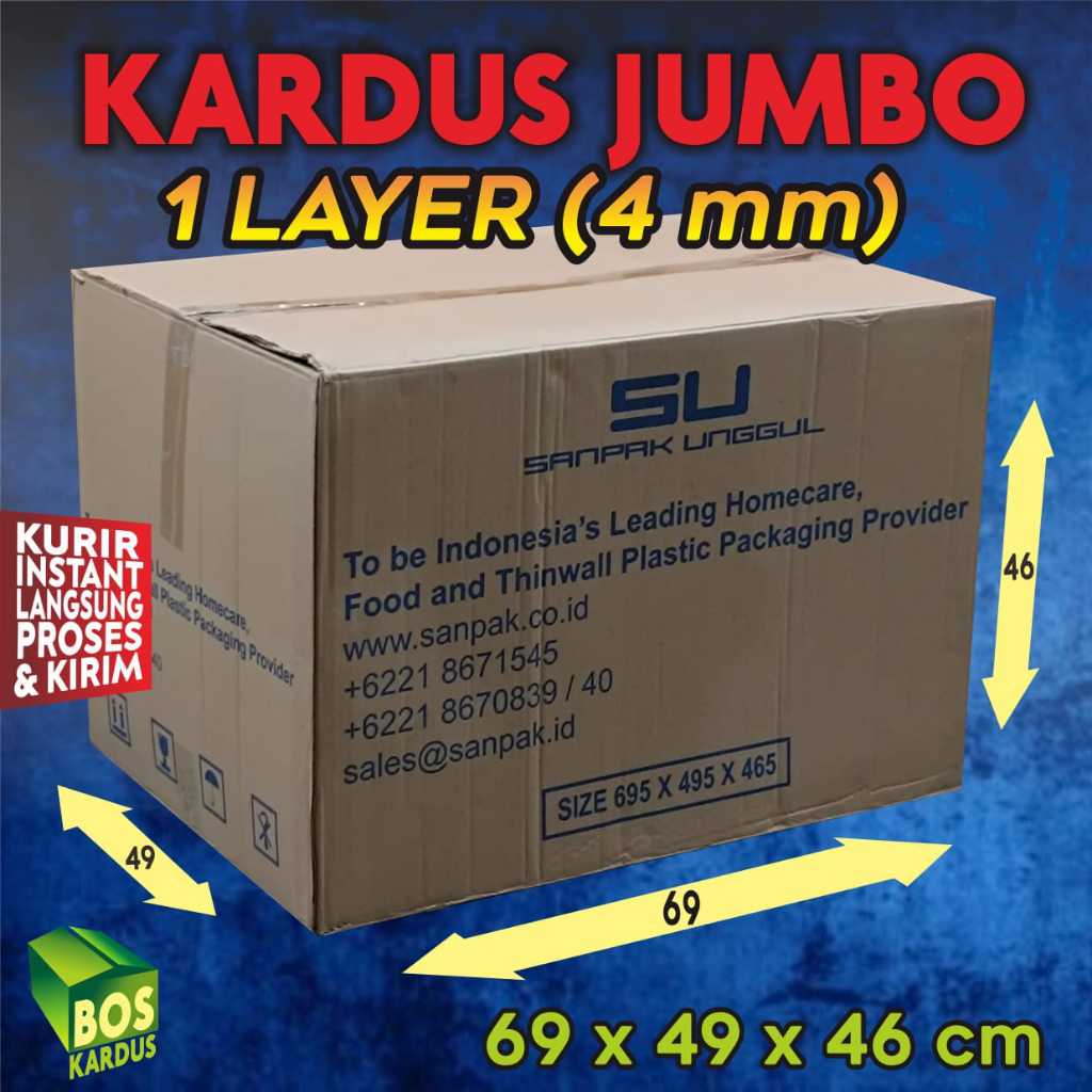 

Kardus Packing Pindahan Jumbo Besar Bekas Packaging Dus Tebal Box Pengiriman Kotak Penyimpanan 1ply 2ply Baru 2 layer 1 layer 2 ply 1 ply Super Karton Kemasan Murah Polos Paking Barang Kantor Arsip Kuat 69x49x46 Keras Single Double Wall J01