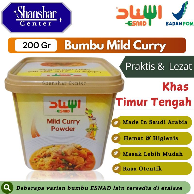 

Esnad Bumbu Mild Curry Asli Saudi Sudah BPOM - Bumbu Instan Mild Curry - Esnad Mild Curry Seasoning 200 gr