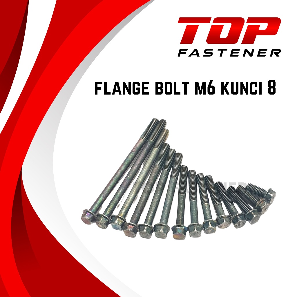 FLANGE BOLT KUNCI 8 HIJAU 6x15 - 6x100 BAUT KALTER BLOK MESIN CVT 6MM M6 BAUT 10