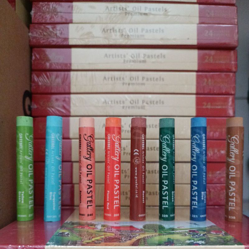 

krayon greebel artist satuan /yellow green/turquoise blue/salmon/flame red/russet/emerald green/cobalt blue/ochre