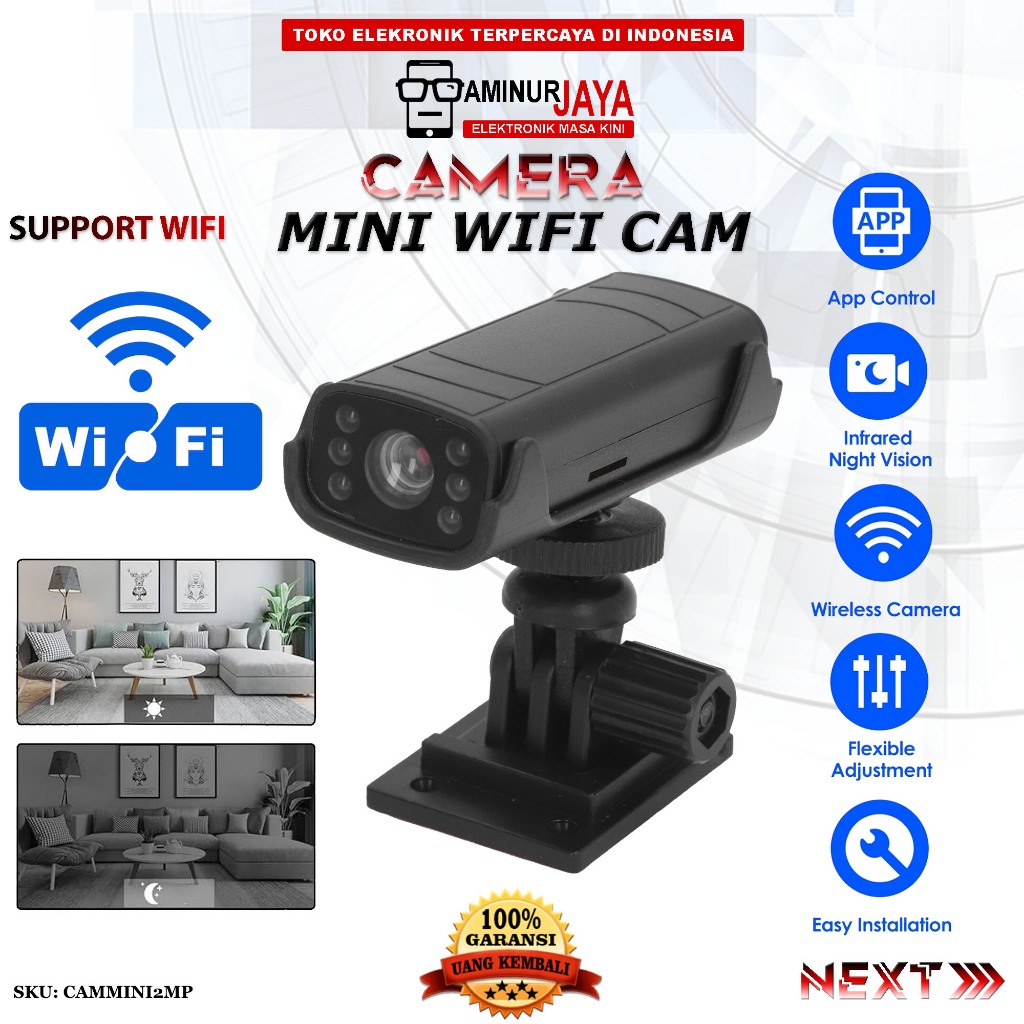 Mini CCTV WiFi 1080P 2MP Wide Angle Kamera Pengintai Nirkabel Hidden Camera Rahasia Tersembunyi