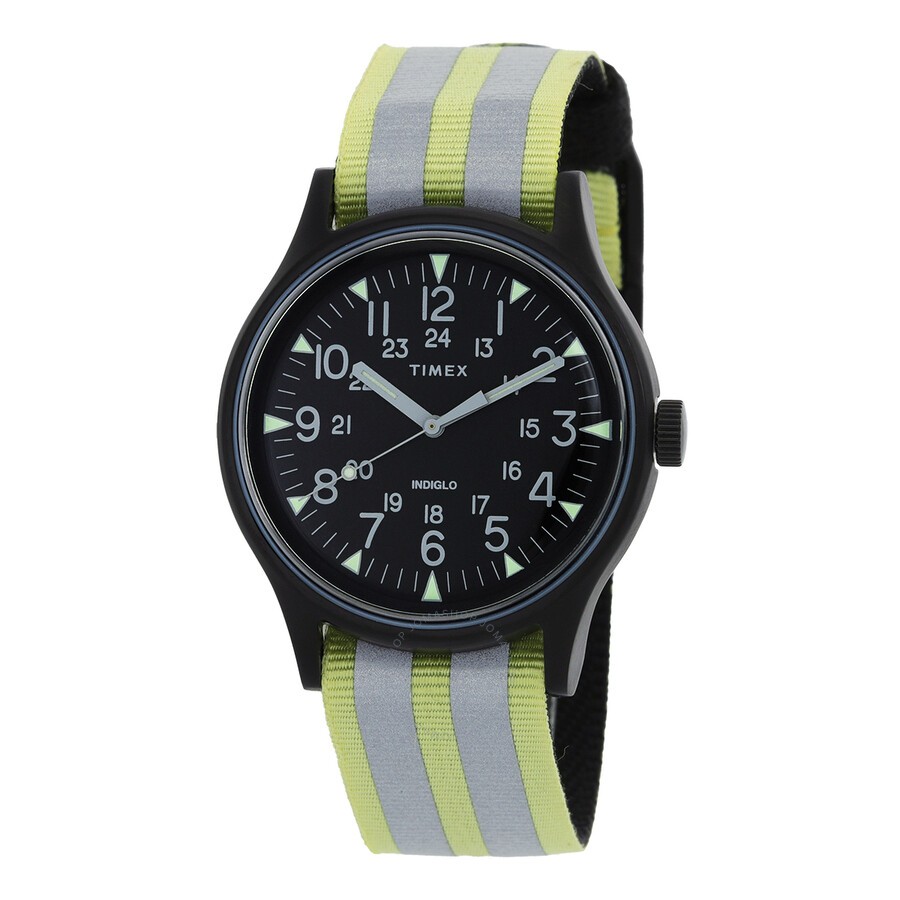 Timex TW2R81400  MK1 Quartz Chrono Black Dial Green and Grey Strap