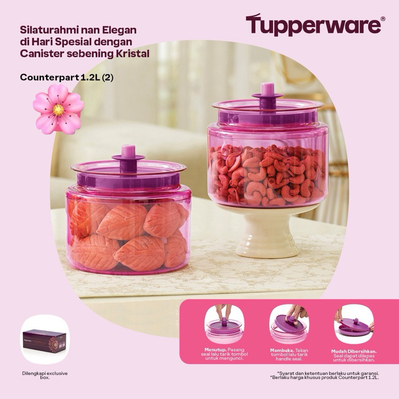 Counterpart 1,2L (2) Ungu Toples Kue Tupperware