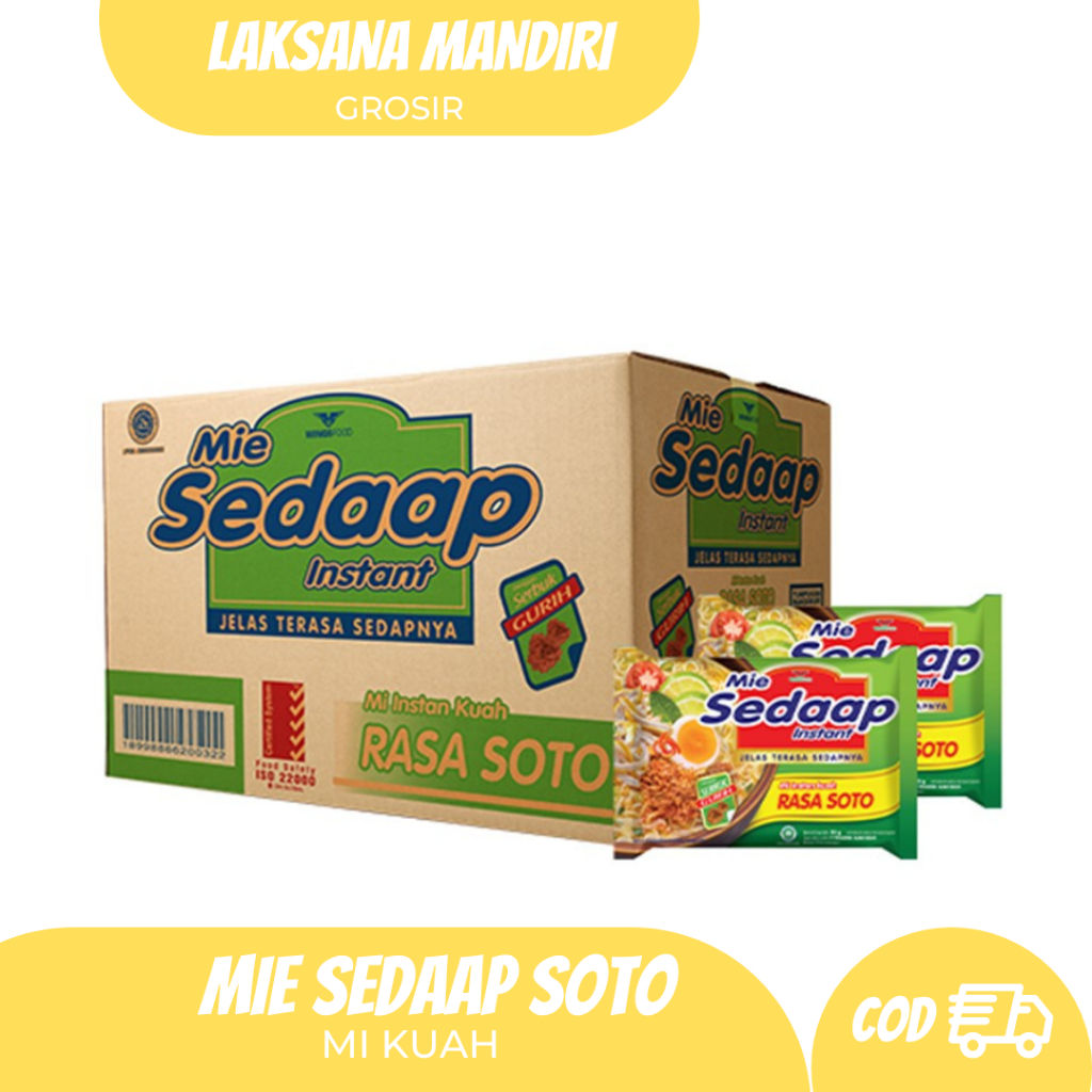 

mie sedap soto kemasan 1 dus isi 40 b erat 75g x 40