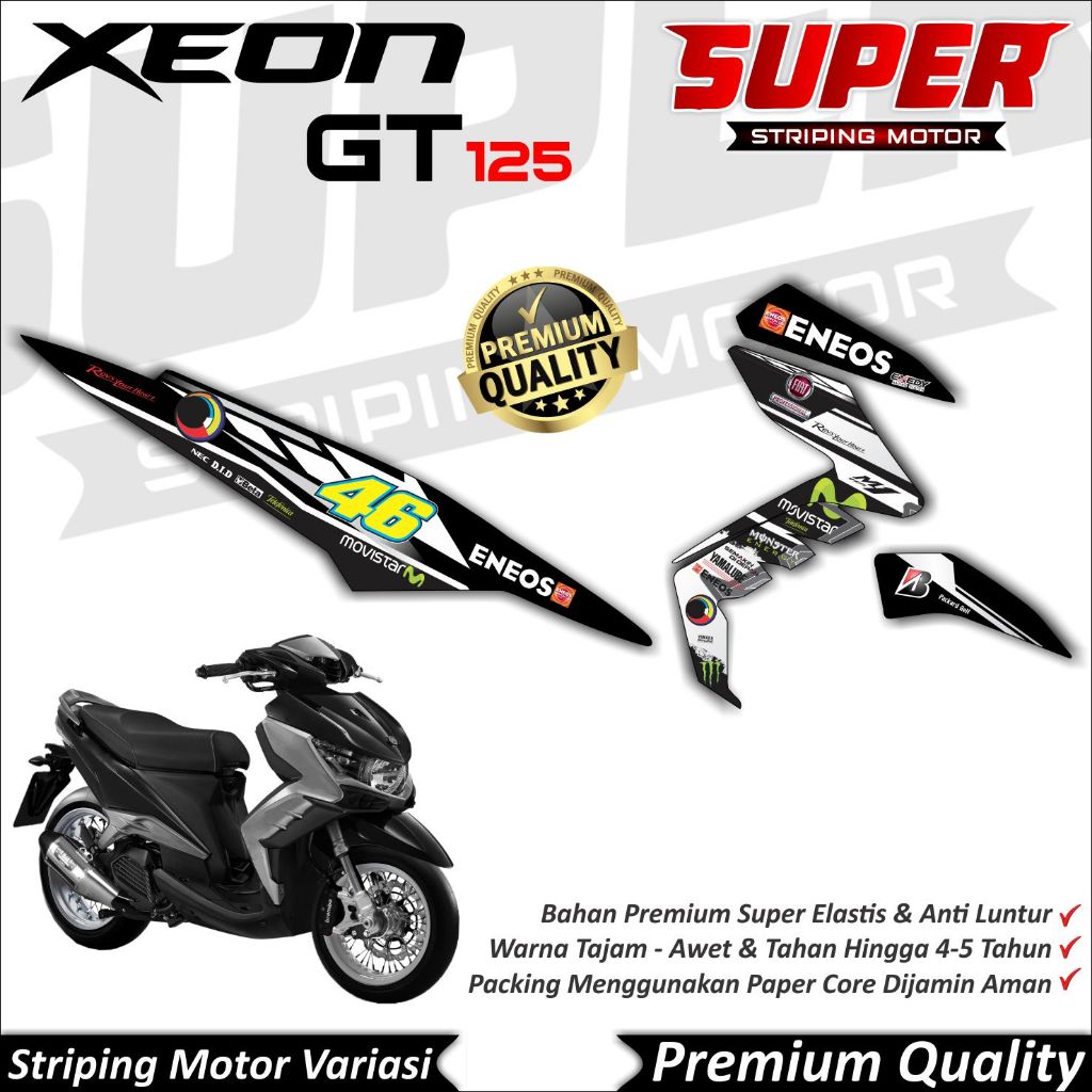 Stiker Xeon GT 125 Anti Luntur keren Striping Xeon GT 125 Striping Yamaha Xeon GT 125 Movistar