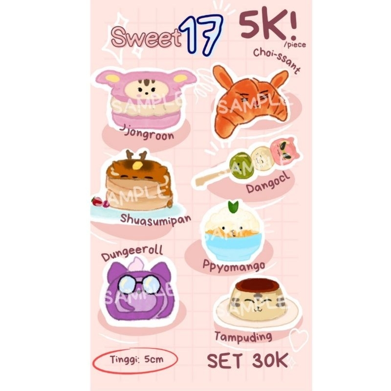 

SVT FANMERCH: Sticker Sweet17 miniteenxdesserts set pink