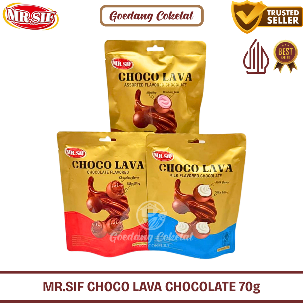 

MR.SIF CHOCO LAVA Coklat Susu Bulat Dengan Filling Coklat Strawberry Susu 70g