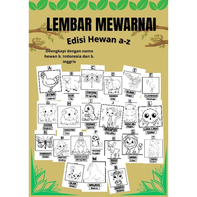 

lembar mewarnai 22 lembar edisi hewan