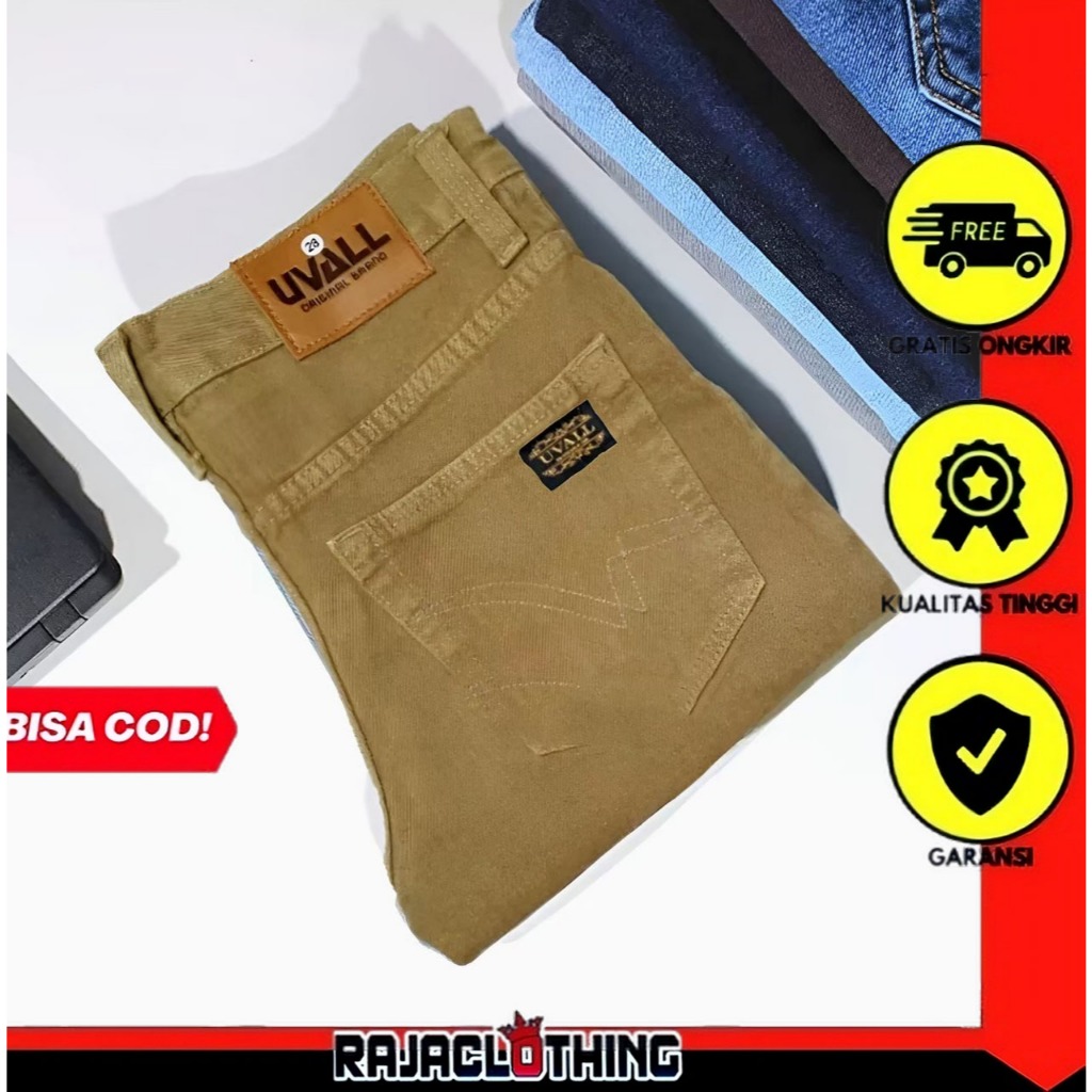 RCL - Celana Panjang Jeans Uvall Cream Model Standar Regular Straight Pria - (28-38)
