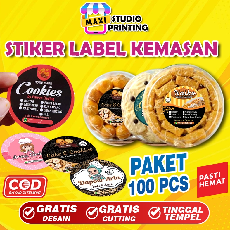 

Sticker Custom untuk Toples Camilan Kue Kering Snack Bentuk Bulat | Isi 100 Pcs