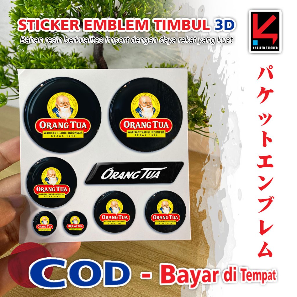 EMBLEM ORANG TUA TIMBUL STIKER MOTOR PAKET 3D EMBLEM TIMBUL LENTUR