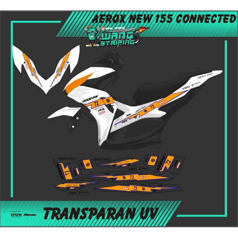 STRIPING STICKER ALL NEW AEROX CONNECTED NVX 155 TRANSPARAN NEW LIVERY LIBERTY WALK