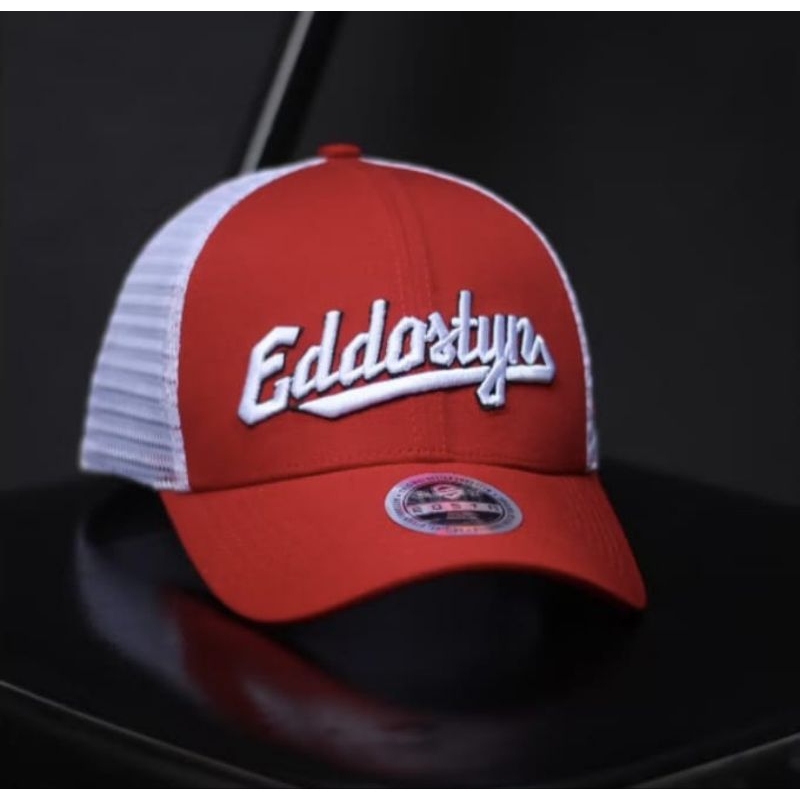 Topi Trucker Jaring EDSTN Merah Putih Premium Pria Dewasa