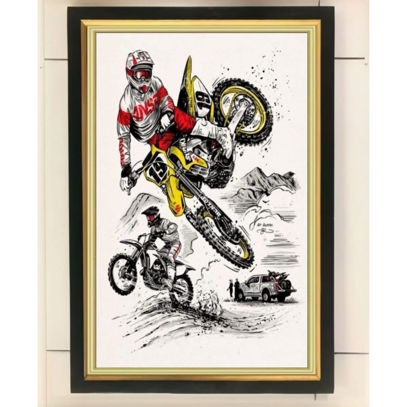 hiasan dinding poster motor cross / trail plus FIGURA uk 53×35