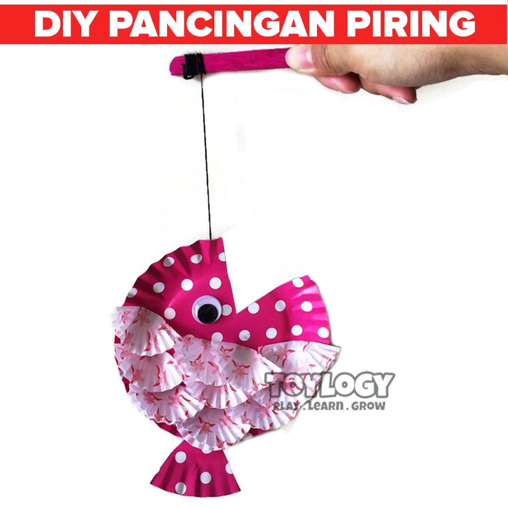 DIY Craf Anak Mainan Edukasi Pancingan Ikan Kolase Ikan Piring Kertas Prakarya Sekolah Paud PG TK SD