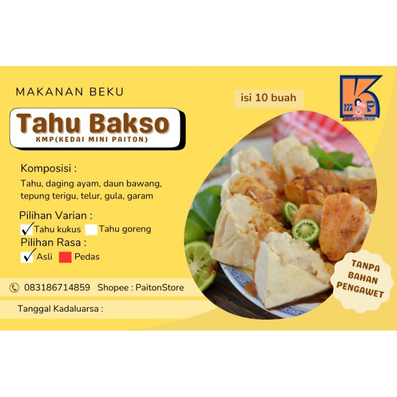

TAHU BAKSO makanan beku homemade tanpa bahan pengawet dari adonan daging ayam