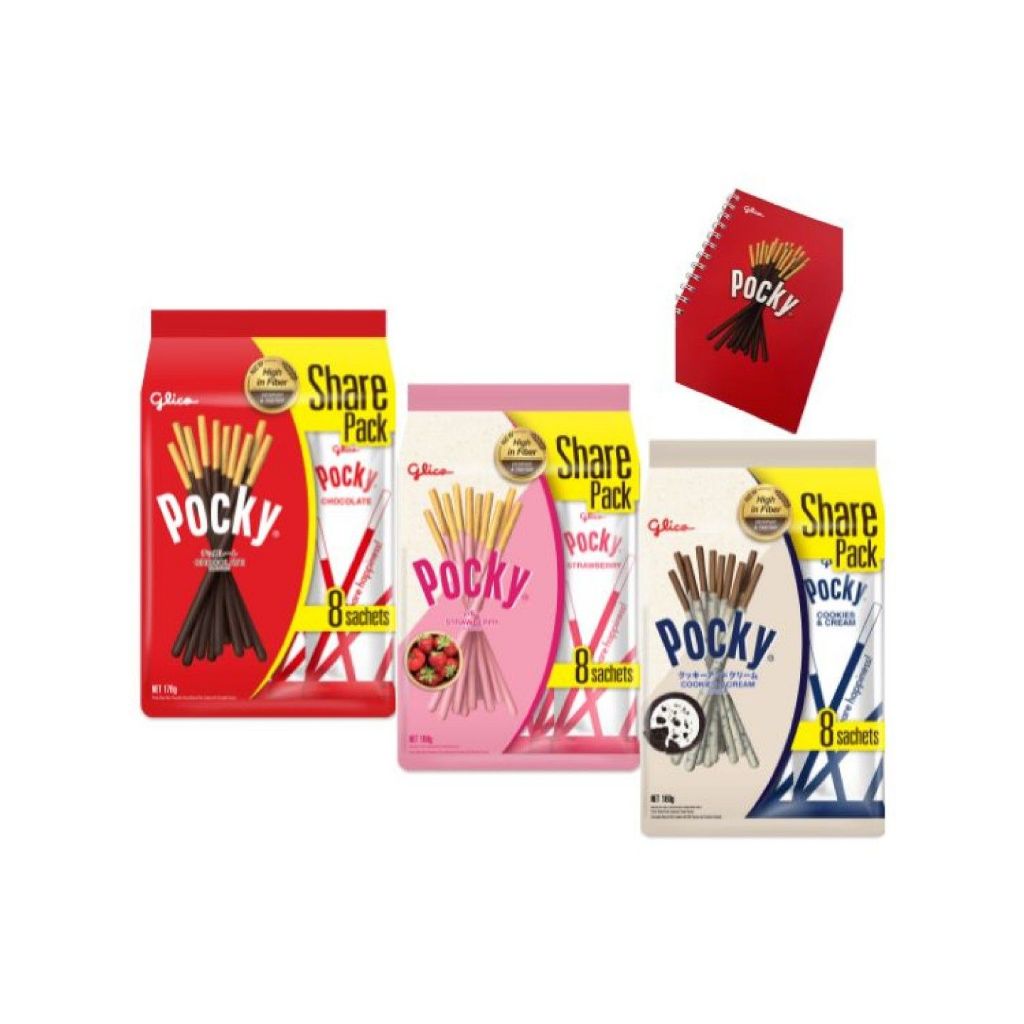 

Pocky share pack strawberry / coklat isi 7 x 21 gram