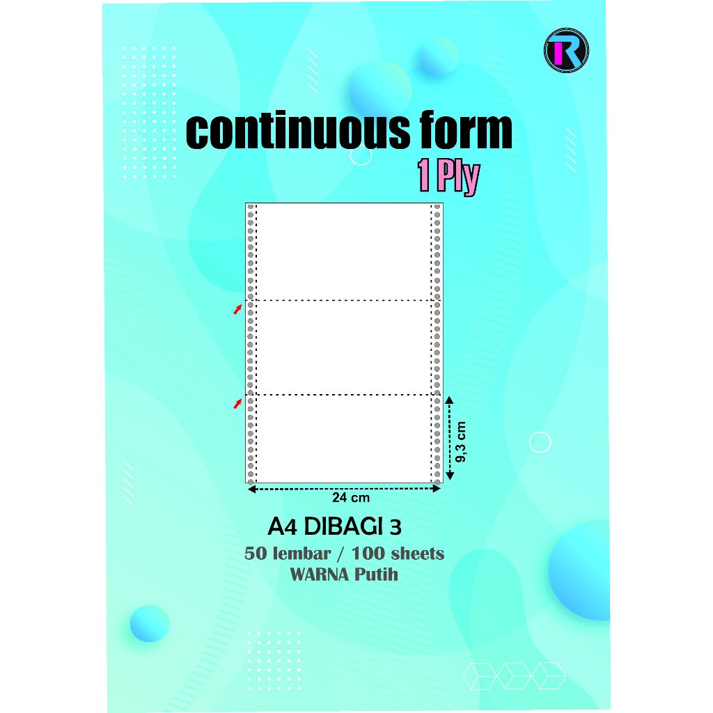 

Kertas Continuous Form Terbagi 3 ukr. 9,5 inc x 11 inc : 3 Sejajar. 1 ply & 2 ply ...... ECERAN - MURAH !