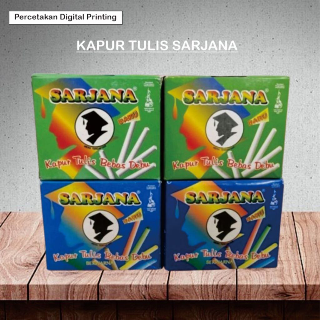 

KAPUR TULIS SARJANA/ KAPUR TULIS PUTIH / KAPUR TULIS WARNA-WARNI / KAPUR PAPAN TULIS / ALAT TULIS KANTOR / PERLENGKAPAN SEKOLAH / PERALATAN SEKOLAH / ATK
