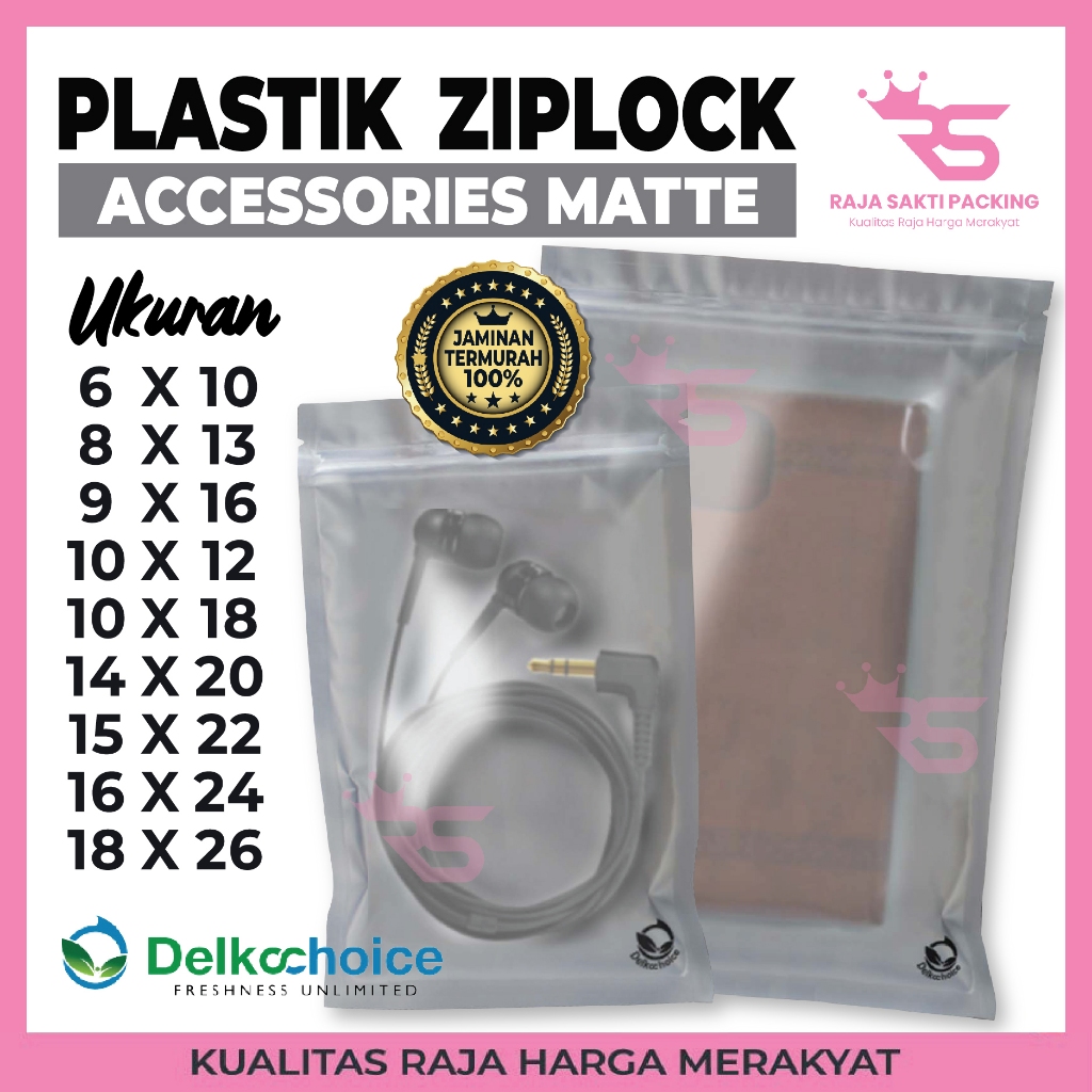 Plastik Klip Kombinasi Aksesoris / Snack / Bubuk Lay Bag Zip Ziplock Matte Doff Satuan Termurah