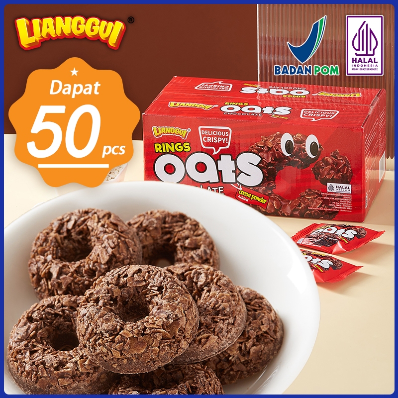 

【Dapatkan 50 Pcs】【HALAL】Lianggui Oat Chocolate Ring - Snack Mini Terlaris! Cemilan di rumah dan kantor yang wajib dibeli. Dengan tekstur renyah dan rasa manis cokelat yang lezat. baik anak-anak maupun dewasa, pasti akan suka!
