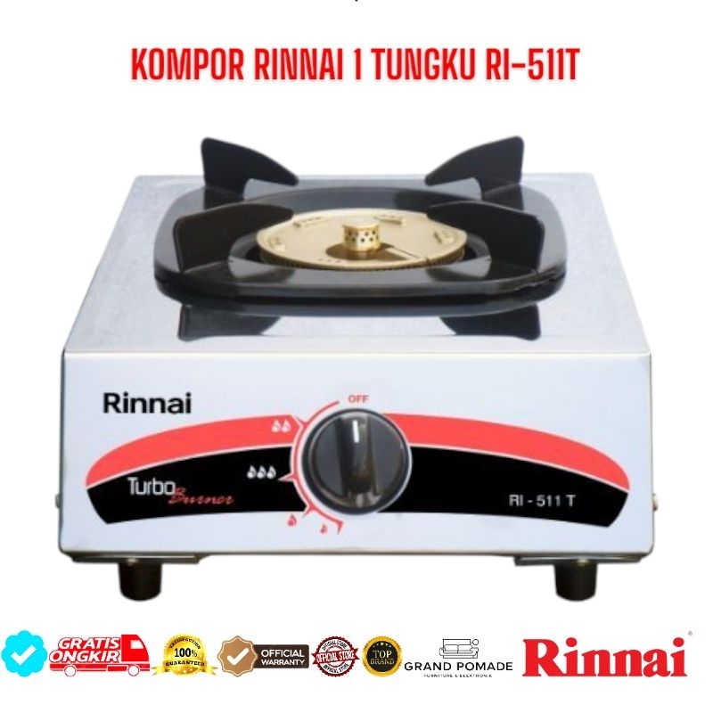 KOMPOR RINNAI RI-511T / KOMPOR 1 TUNGKU RINNAI RI511T / KOMPOR RINNAI 1 TUNGKU RI511T