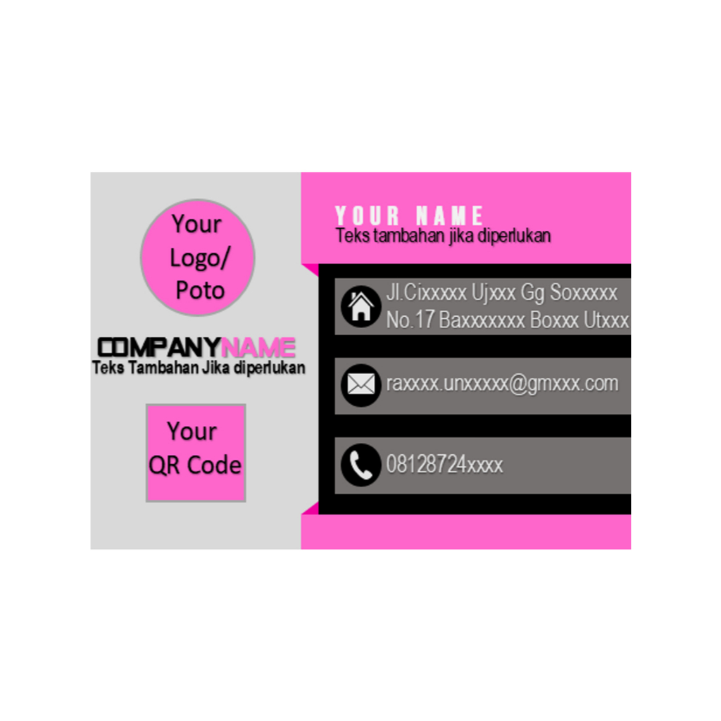 

Kartu Nama Dalam Bentuk Softcopy PPTX Plus Ukuran 5.3cm x 8,5cm Model Ktn02