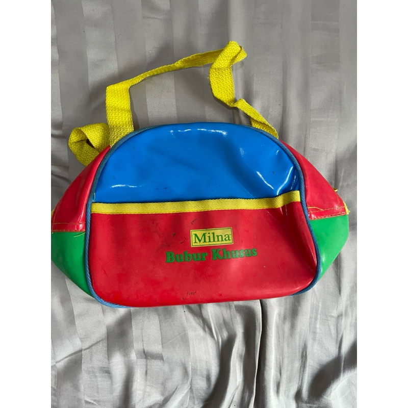 preloved Milna tas bekal sekolah anak warna warni merah biru hijau kuning lunch bag mini
