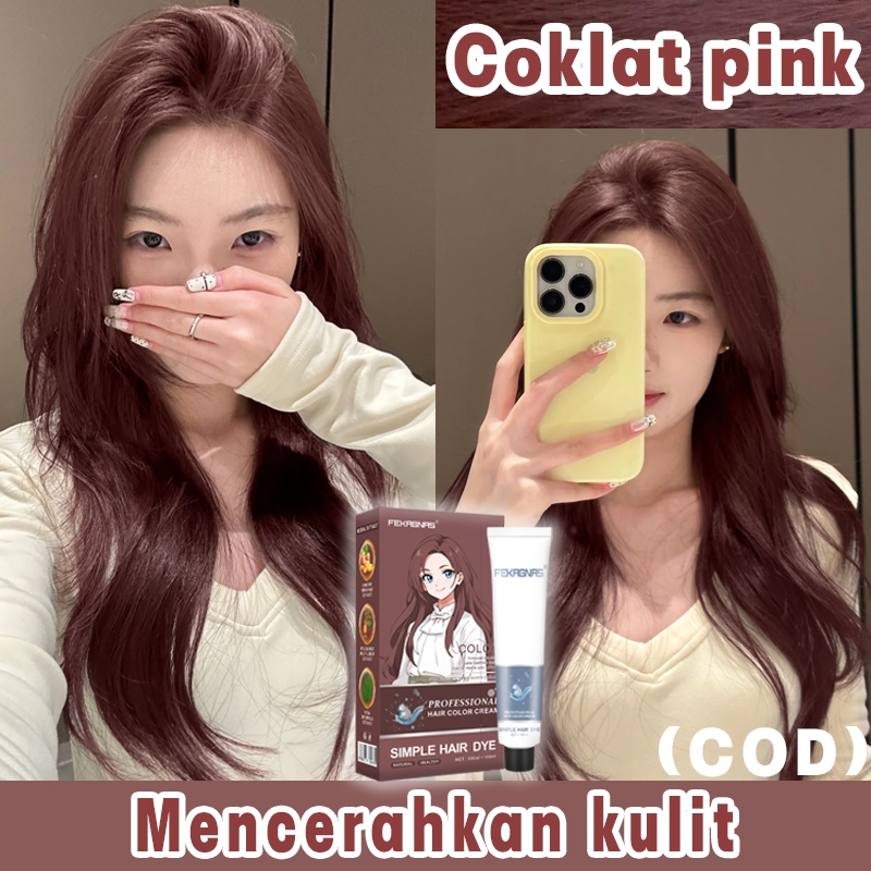 [Pengiriman Cepat,COD] FEKAGNAS Hair Color Coklat pink,Tanpa bleach,Warna populer,Tahan lama tak mud