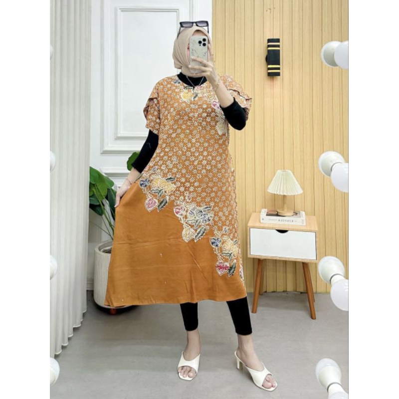 Daster jumbo LD 120 motif Cap asli pekalongan bahan santung tebal