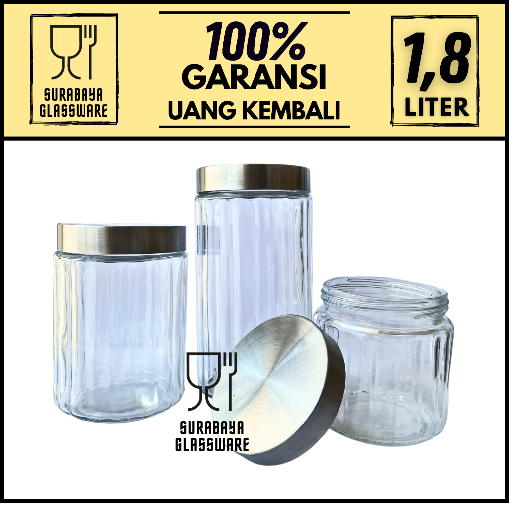 TOPLES KACA KEDAP UDARA 2 LITER TEMPAT WADAH PENYIMPANAN TOPLES BOTOL JAR KACA BELING KEDAP UDARA SE