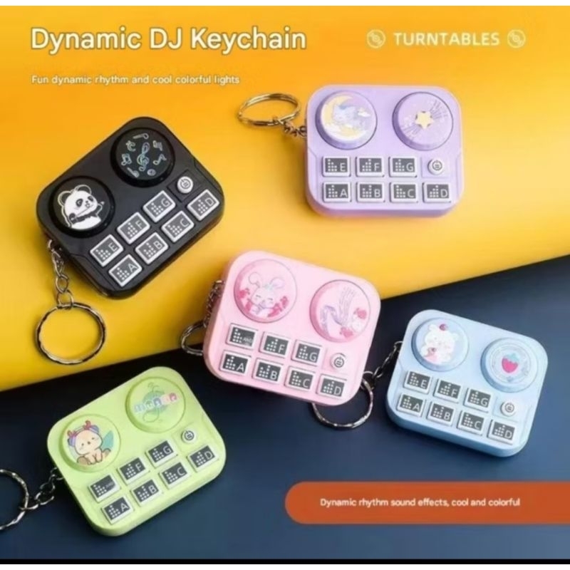 gantungan kunci drum band memory,gantungan kunci lucu dynamic DJ keychain,mainan DJ turntable gantun