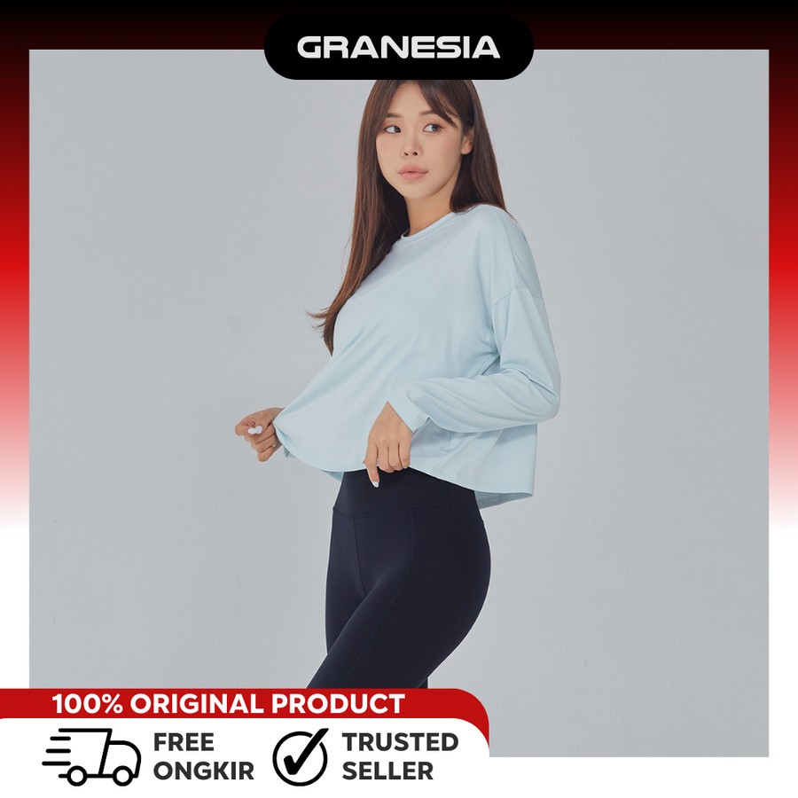 (Granesia)Kaos Fitness Hijab STL Essence Overfit Crop LongSleeve STLLS043|Baju olahraga lari lengan 