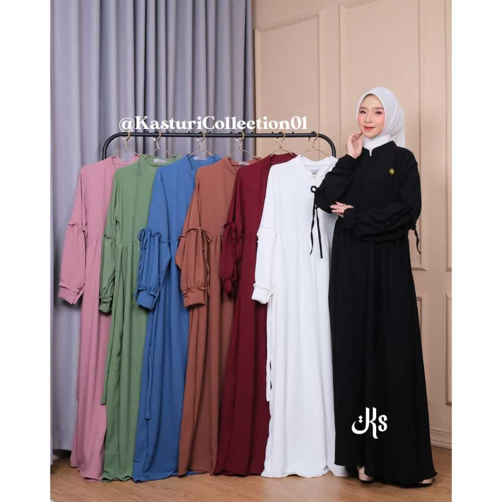 Gamis Dress Muslim Wanita Lataya Maxi Dress Lengan Balon Bahan Crinkle Airflow Premium