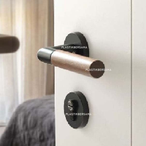 Gagang Pintu Gaya Eropa Hitam Full Set / Kunci Pintu Misah / Kunci Pintu Set Aluminium / Handle Pisa