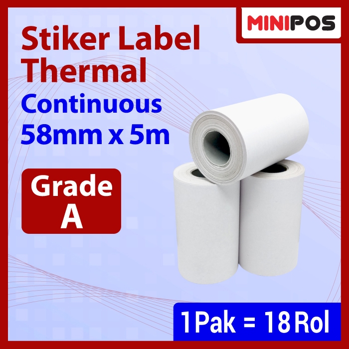 

Kertas Sticker Thermal Label Resi OlShop 58mm x 5M Continuous