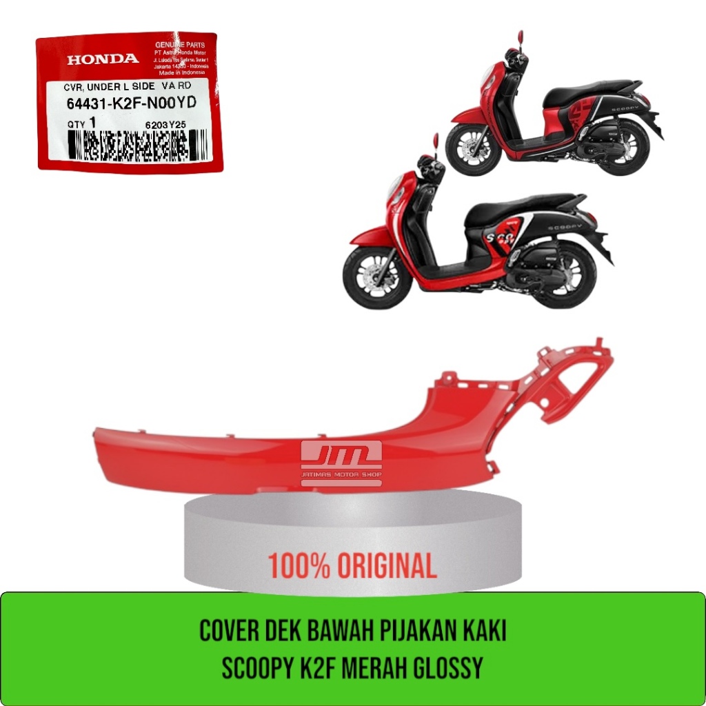 Cover dek bawah pijakan kaki scoopy K2F merah glossy 64431-K2F-N00YD